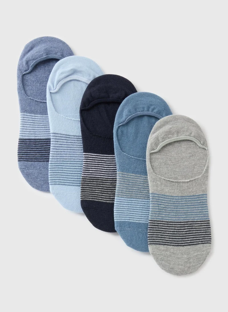 Matalan 5 Pack Blue Invisible Socks