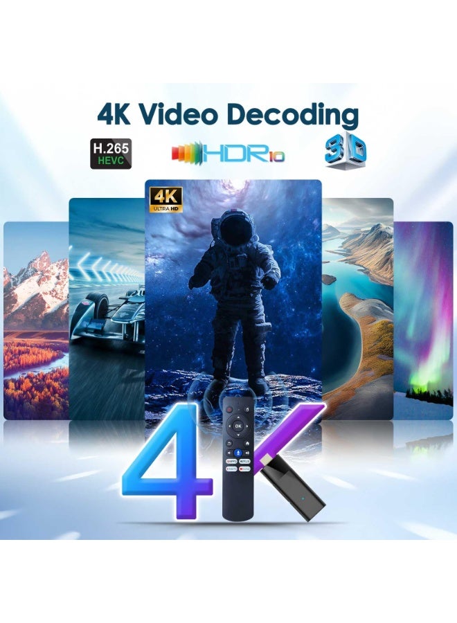 Android TV Stick 4K, 2025 Android TV Stick 10.0 2GB RAM 16GB ROM, Tv Stick 4K Ultra HD H313 CPU Supports 2.4G/5G Wi-Fi Bluetooth 5.0 USB HDR10 with Bluetooth Voice Remote Control - Image 3