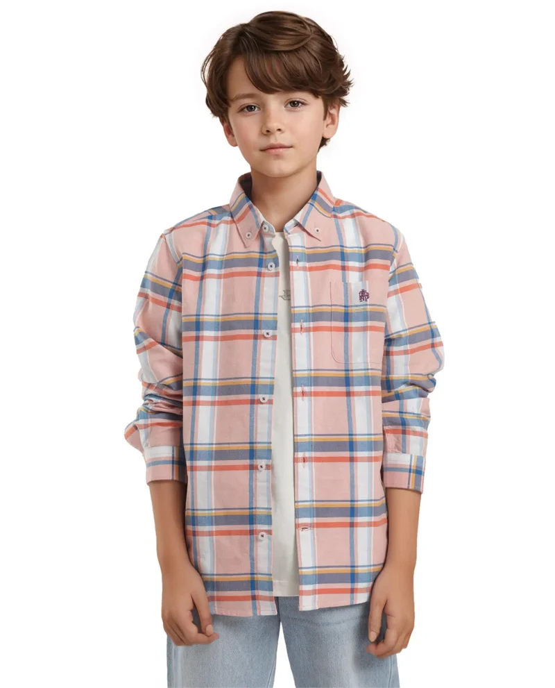 Rare Ones Rare Ones Kids Nes Pink Cotton Full Sleeves Button Down Regular Fit Checked Shirt