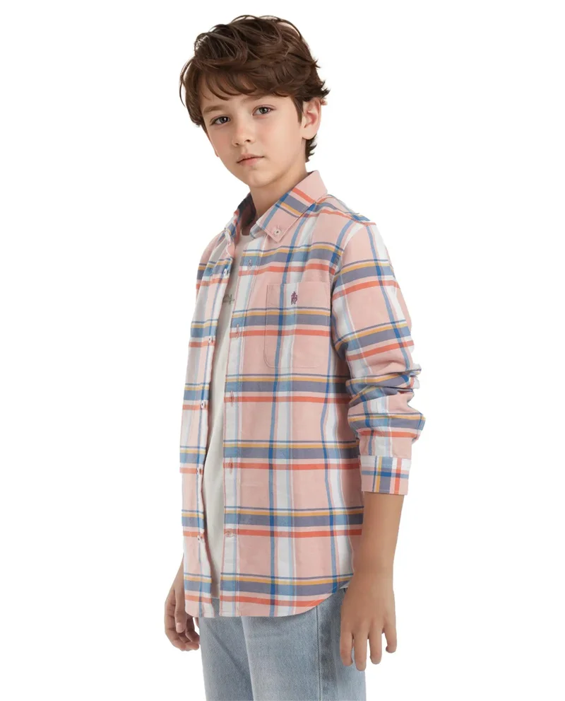 Rare Ones Rare Ones Kids Nes Pink Cotton Full Sleeves Button Down Regular Fit Checked Shirt