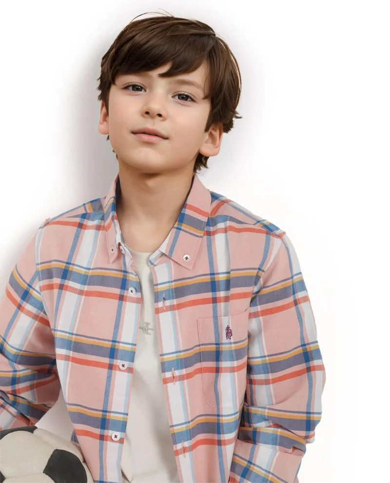 Rare Ones Rare Ones Kids Nes Pink Cotton Full Sleeves Button Down Regular Fit Checked Shirt