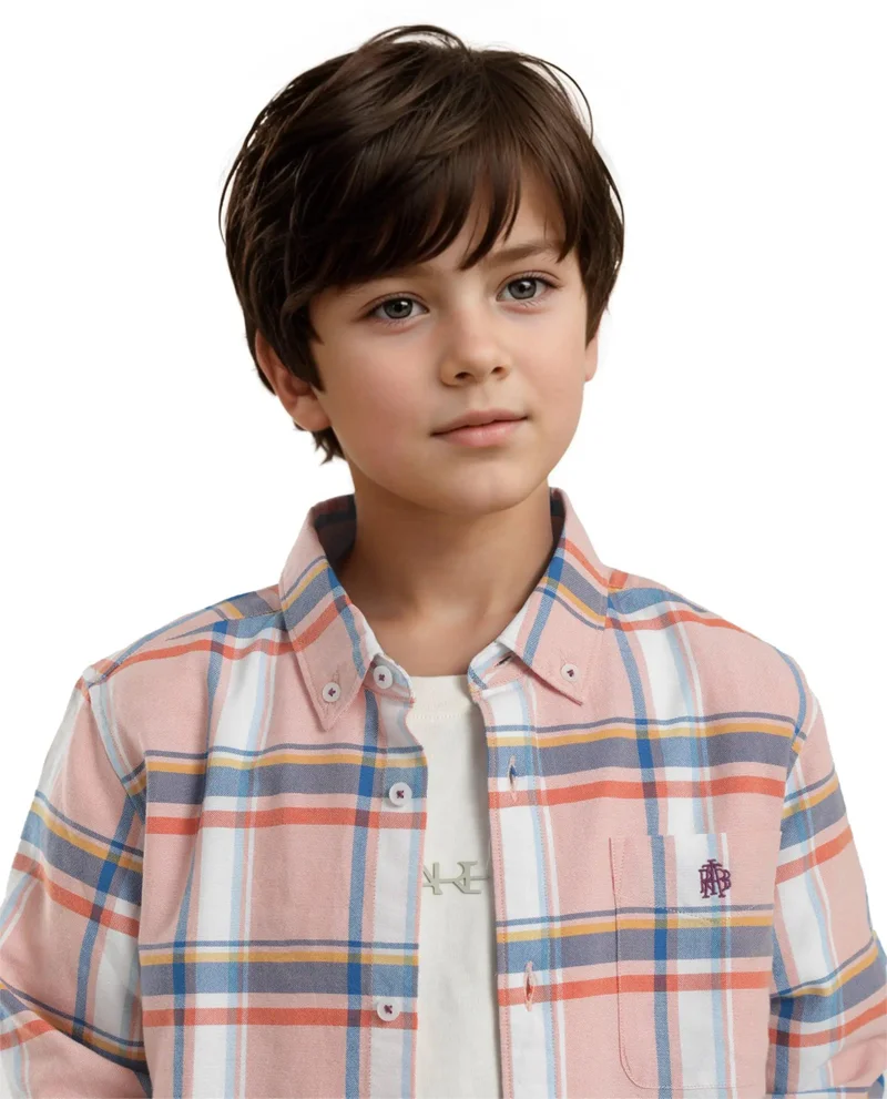 Rare Ones Rare Ones Kids Nes Pink Cotton Full Sleeves Button Down Regular Fit Checked Shirt