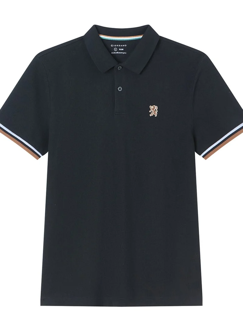 GIORDANO  Men’s Cotton Slim Performance Polo with Small Lion Embroidery for Men | Best Price UAE