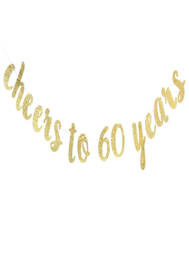 FOZEE Cheers to 60 Years Banner - Happy 60th Birthday Party Decorations - 60th Wedding Anniversary Decorations-Gold - Image 2