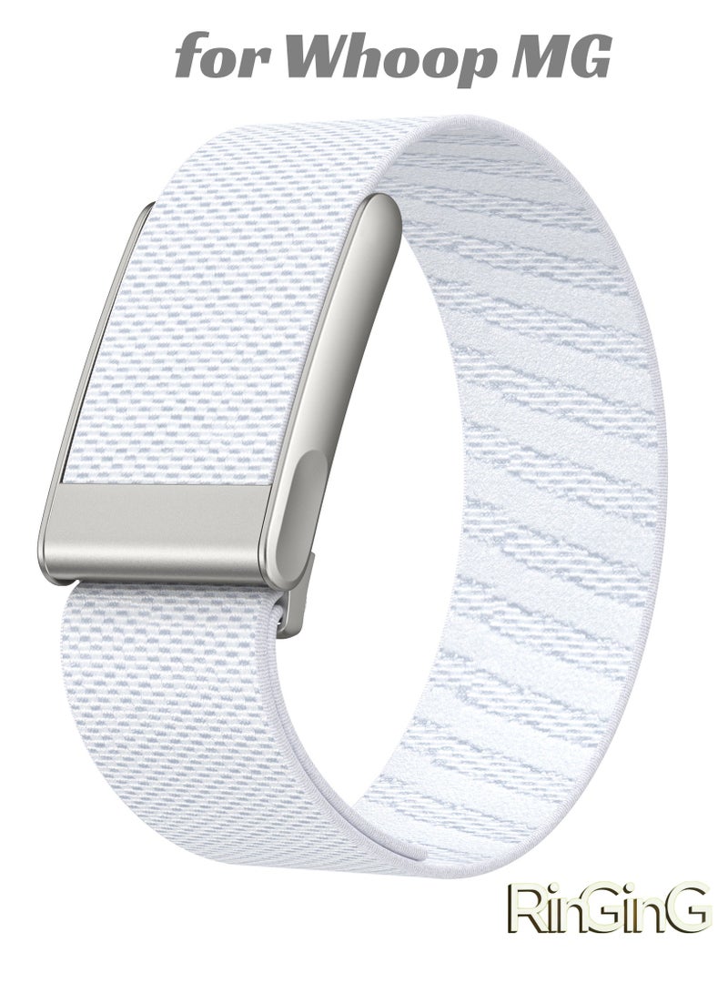رِينْجِنْج الأساور المطاطية التنفسية لـ Whoop MG - سوار نسجي قابل للتعديل مصنوع من خليط النايلون الماص للرطوبة، مصمم للارتداء اليومي أثناء مراقبة النوم وتمارين الجيم وتتبع النشاط. يجمع بين الراحة التنفسية وقابلية التعديل لاستبدال السوار بسهولة. يتم التركيب دون الحاجة لأدوات. - Image 1