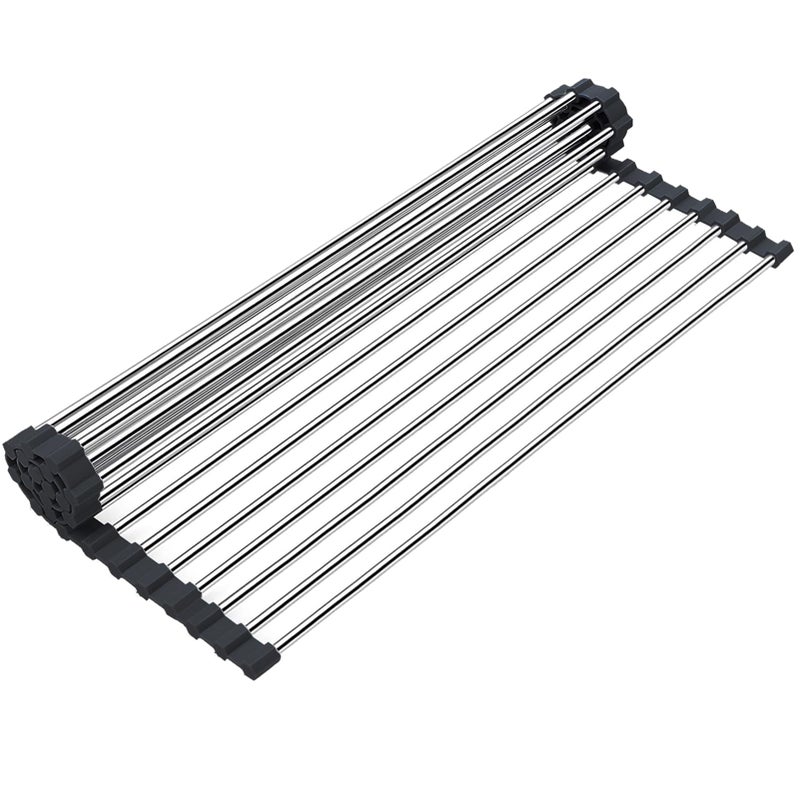 Searik Stainless Steel Over The Sink Dish Drying Rack Roll Up Foldable Kitchen Sink Drainer Rack 177x 118 - Image 2