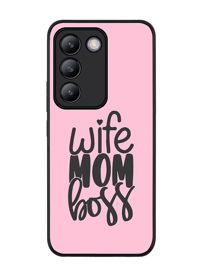 Stylizedd Rugged Black edge case for Vivo V30 Lite 5G, Slim fit Soft Case Flexible Rubber Edges Anti Drop TPU Gel Thin Cover -  Wife Mom Boss - Image 1