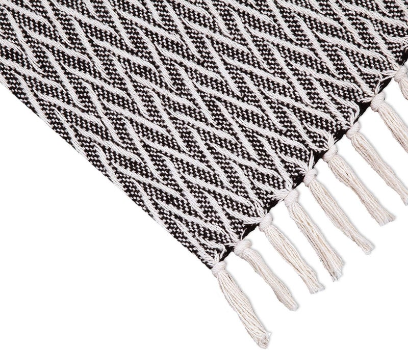 Americanflat 100% Cotton Throw Blanket for Couch - 50x60 Black Cream Chevron Throw Blanket for Bed or Sofa - Machine Washable, All Seasons Neutral Lightweight Throw Blanket for Indoor or Outdoor Use - Image 2
