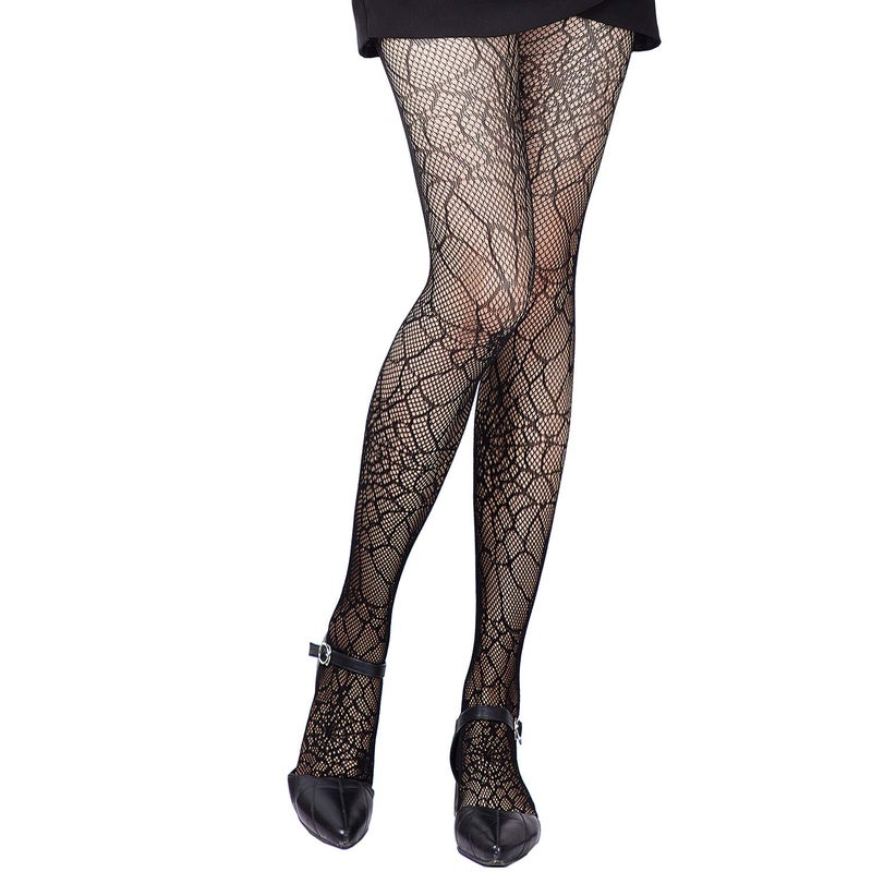 SATINIOR 4 Pcs Halloween Fishnet Tights Fishnet Thigh High Stockings Goth Skull Stocking for Women(Spider, Skeleton) - Image 4
