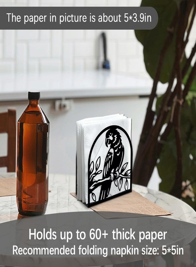 DOODLREAM Parrot on Branch Decorative Black Metal Napkin Holder for Table, 4.9" x 5.3" x 1.9" Parrot Bird Standing Napkin Holder for Home Kitchen Restaurant Picnic Party Coffee Bar Room - Image 3