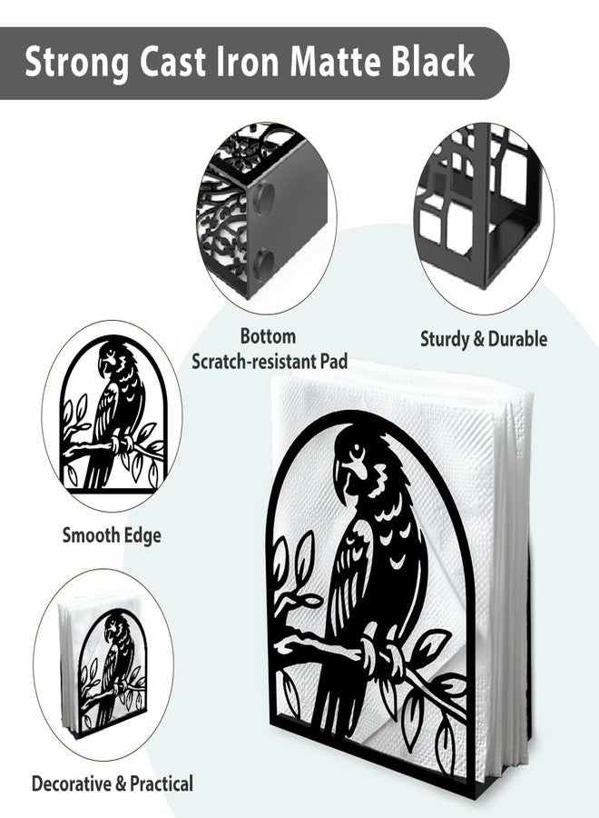 DOODLREAM Parrot on Branch Decorative Black Metal Napkin Holder for Table, 4.9" x 5.3" x 1.9" Parrot Bird Standing Napkin Holder for Home Kitchen Restaurant Picnic Party Coffee Bar Room - Image 4
