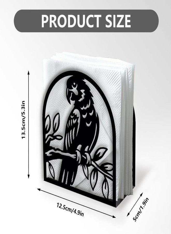 DOODLREAM Parrot on Branch Decorative Black Metal Napkin Holder for Table, 4.9" x 5.3" x 1.9" Parrot Bird Standing Napkin Holder for Home Kitchen Restaurant Picnic Party Coffee Bar Room - Image 2