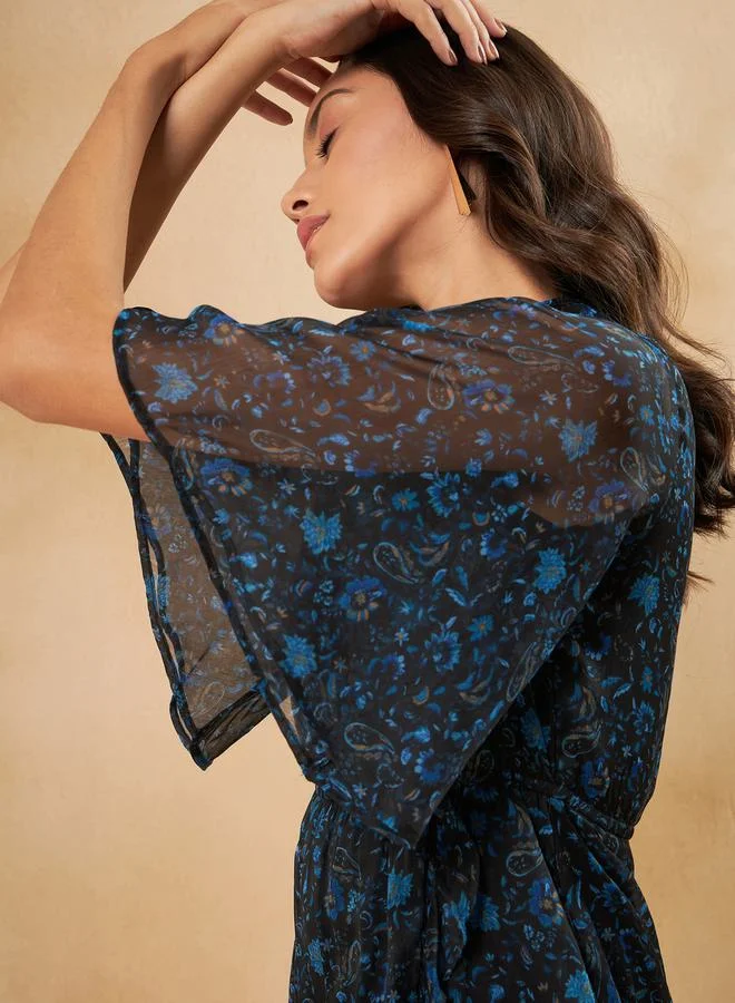 FEMELLA Floral Chiffon Midi Dress