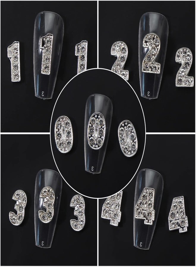 DANNEASY 30pcs Number Nail Charms Silver Nail Jewels Nail Rhinestones and Charms 3d Nail Art Charms Nail Studs Nail Jewelry for DIY Craft Decoration - Image 4