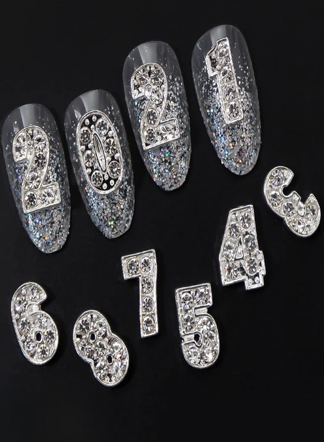 DANNEASY 30pcs Number Nail Charms Silver Nail Jewels Nail Rhinestones and Charms 3d Nail Art Charms Nail Studs Nail Jewelry for DIY Craft Decoration - Image 2