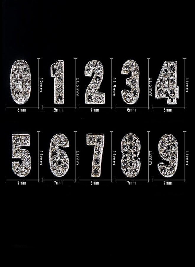 DANNEASY 30pcs Number Nail Charms Silver Nail Jewels Nail Rhinestones and Charms 3d Nail Art Charms Nail Studs Nail Jewelry for DIY Craft Decoration - Image 3