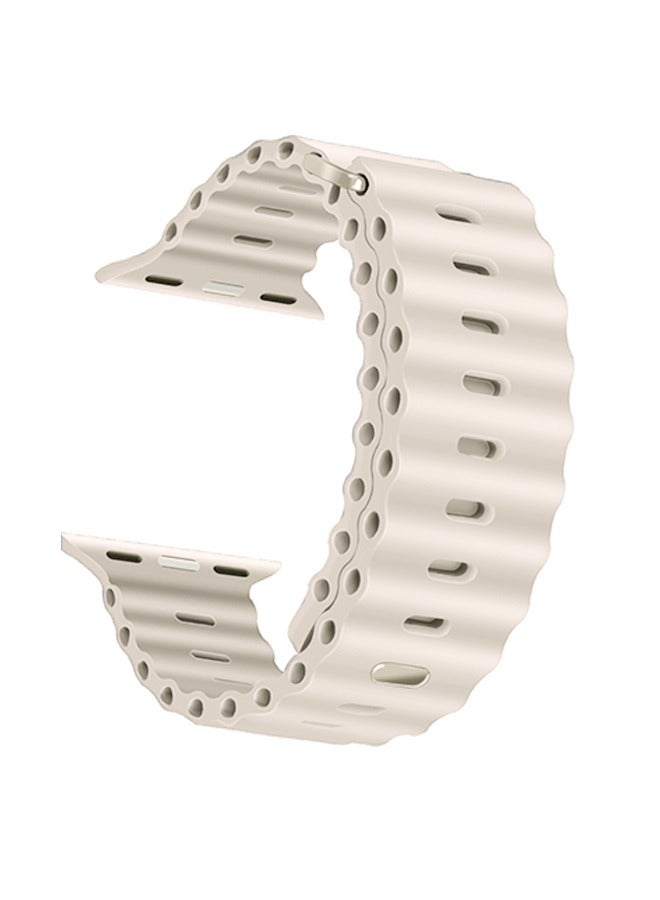 Sport  Bands Compatible with Apple Watch Band Ultra/SE/Series 9/8/7/6/5/4/3/2/1 iWatch Silicone Straps 49mm 45mm 44m 42mm for Women Men Adjustable Wristbands, Starlight - Image 3