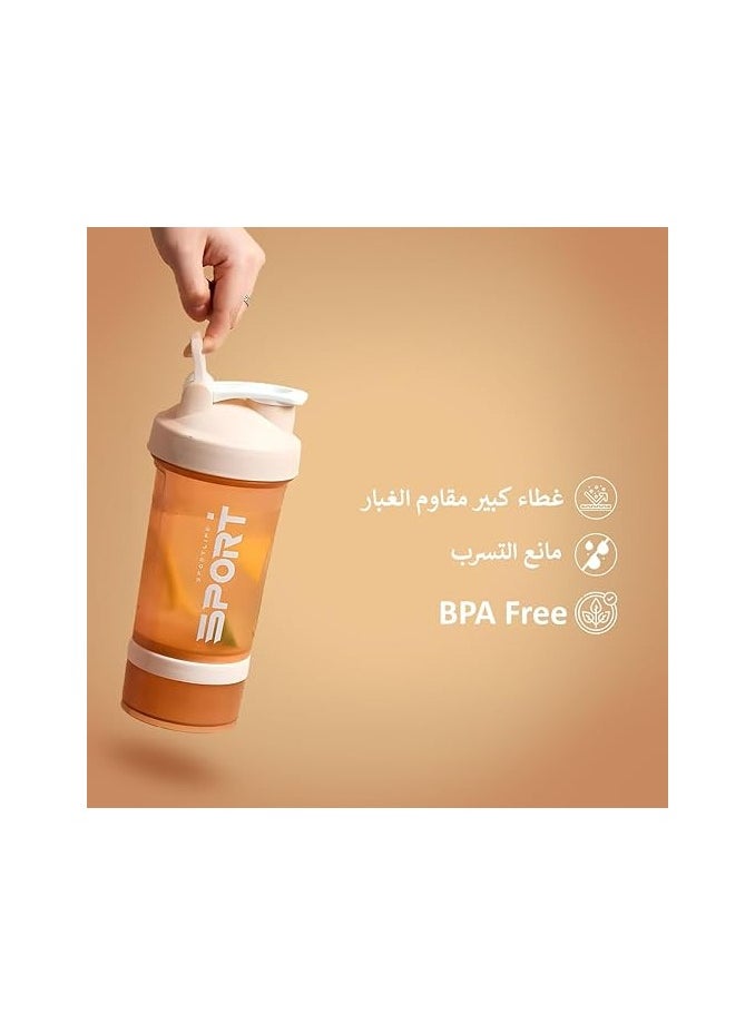 Generic shaker bottle gym Protein Shaker with Pill Organizer and Protein Powder Storage, 3-Layer Sports Water Bottle with Leak-Proof Lid and Twist-and-Lock Storage Containers, BPA-Free, 450ML  - Image 2