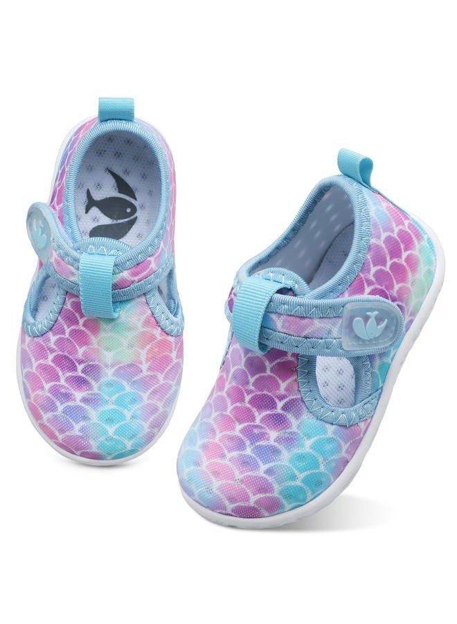 FEETCITY Baby Boys Girls Water Sport Shoes Barefoot Kids Aqua Socks Quick-Dry Beach Swim Pool Shoes, B Mermaid Scale, 12-18 Months - Image 1