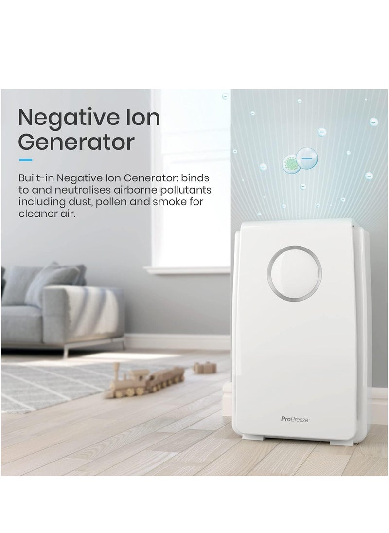 Pro Breeze Air Purifier for Home 5-in-1 with True HEPA Filter Active Carbon Negative Ion Generator - Dust Pollen Pet Hair Hay Fever Cooking  - Image 4