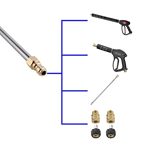 M MINGLE Stainless Steel Pressure Washer Gutter Cleaner Attachment, Angled Extension Wand for Gutter Cleaning, 5 Nozzle Tips, 1/4 Inch Quick Connect, 13 Inch - Image 4