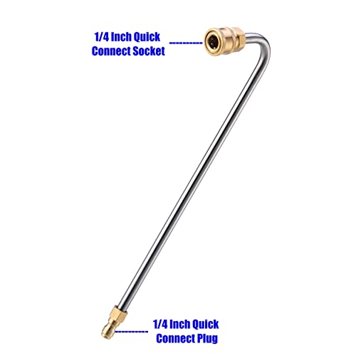 M MINGLE Stainless Steel Pressure Washer Gutter Cleaner Attachment, Angled Extension Wand for Gutter Cleaning, 5 Nozzle Tips, 1/4 Inch Quick Connect, 13 Inch - Image 2