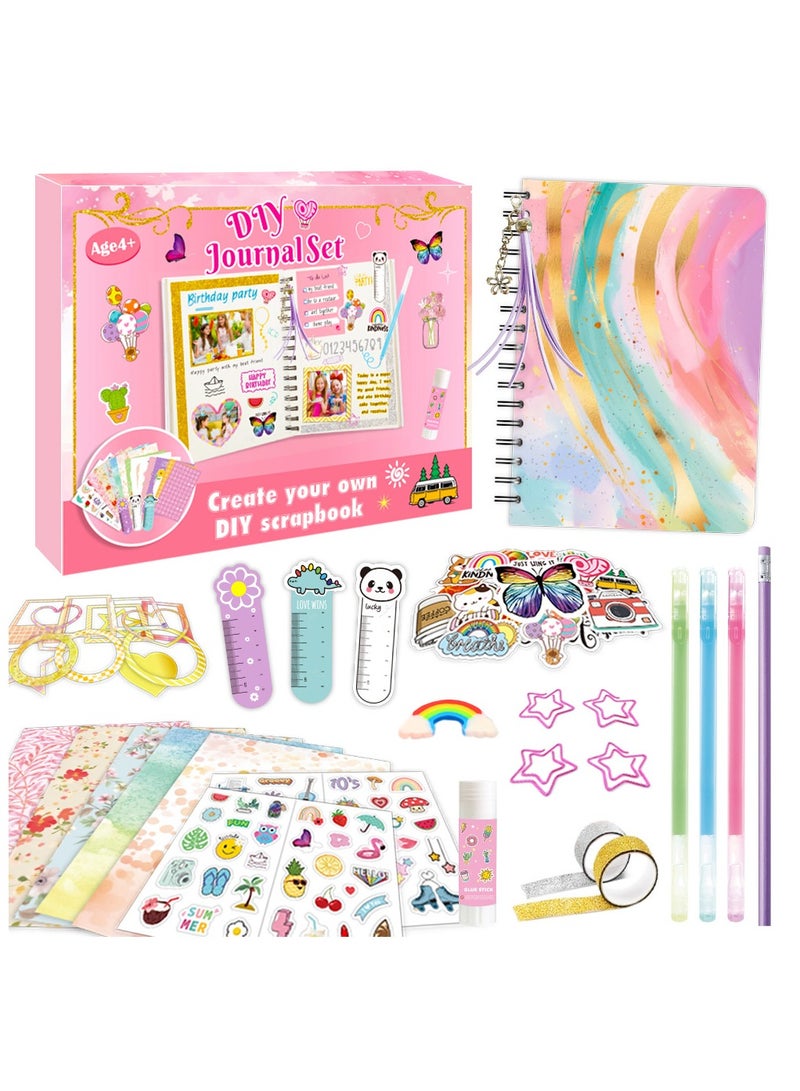 general DIY Journal Scrapbook Kit for Kids Ages 4+ Boys Girls Includes Notebook Stickers Sticky Notes Scrapbook Pages Frames Paper Clips Pencil Eraser Charm Bookmark Etc - Image 5