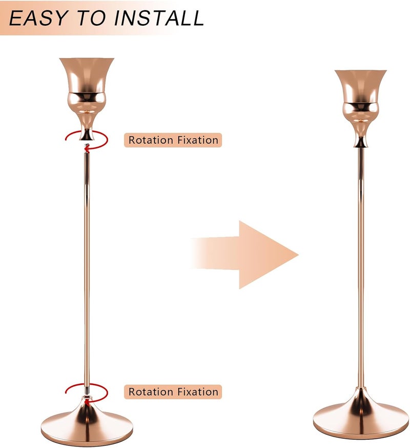 SHOWIN Multi-market matching options Candlestick Holders Rose Gold, 6 Packs Taper Candle Holder for Candlesticks, Candle Sticks Holder Decor for Home Decor Globally popular elegant design - Image 5