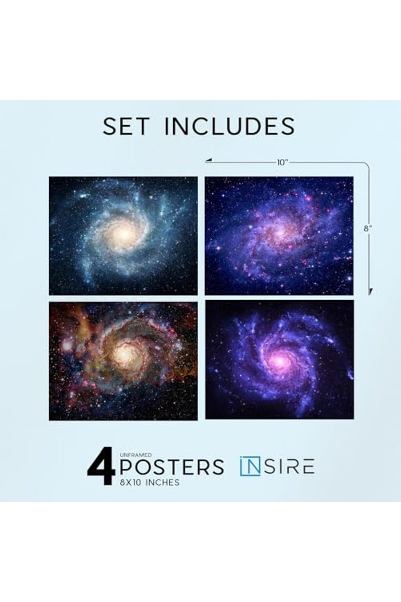 Insire ALAYRA Galaxy Wall Art, Outer Space Decor Posters - Set of 4 (8x10in) Galaxy Artwork, Nebula Galaxy Starlight Pictures for Living Room, - Outer Space Pictures, Galaxy Poster - Unframed - Image 2