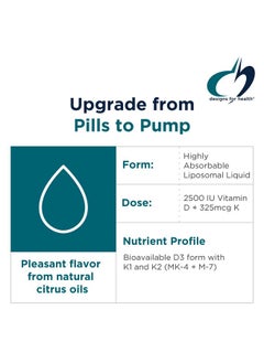 Designs for Health Liposomal D Supreme Vitamin D Liquid - 2500 IU Vitamin D3 + Vitamin K (K1 + K2) - Liposomes for Superior Absorption - Non-GMO Supplement (100 Servings / 1.7oz) - pzsku/Z4BCBB8D5199EB16C2BA1Z/45/_/1740202368/139417b7-3df1-42b1-b120-bd31f0ae03f7