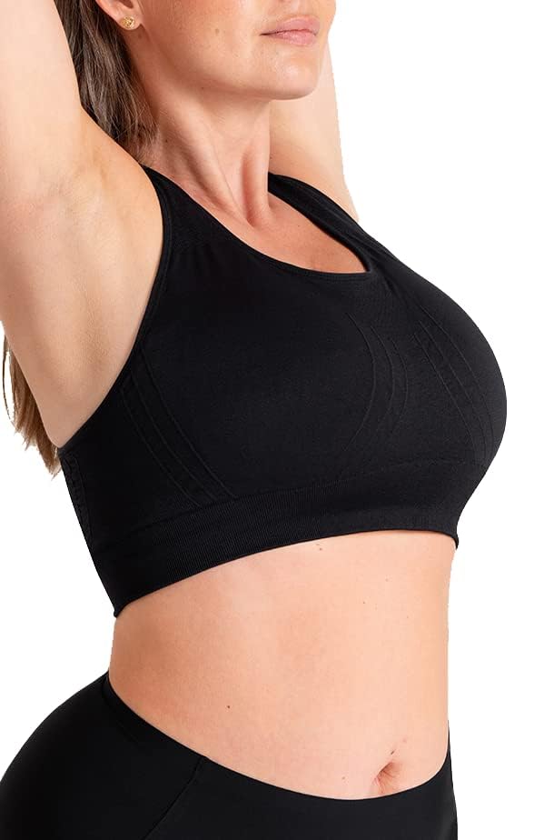 SHAPERMINT Sports Bras for Women - Workout Bras for Women, Plus Size Sports Bra, Workout Tops for Women High Support Black - Image 2