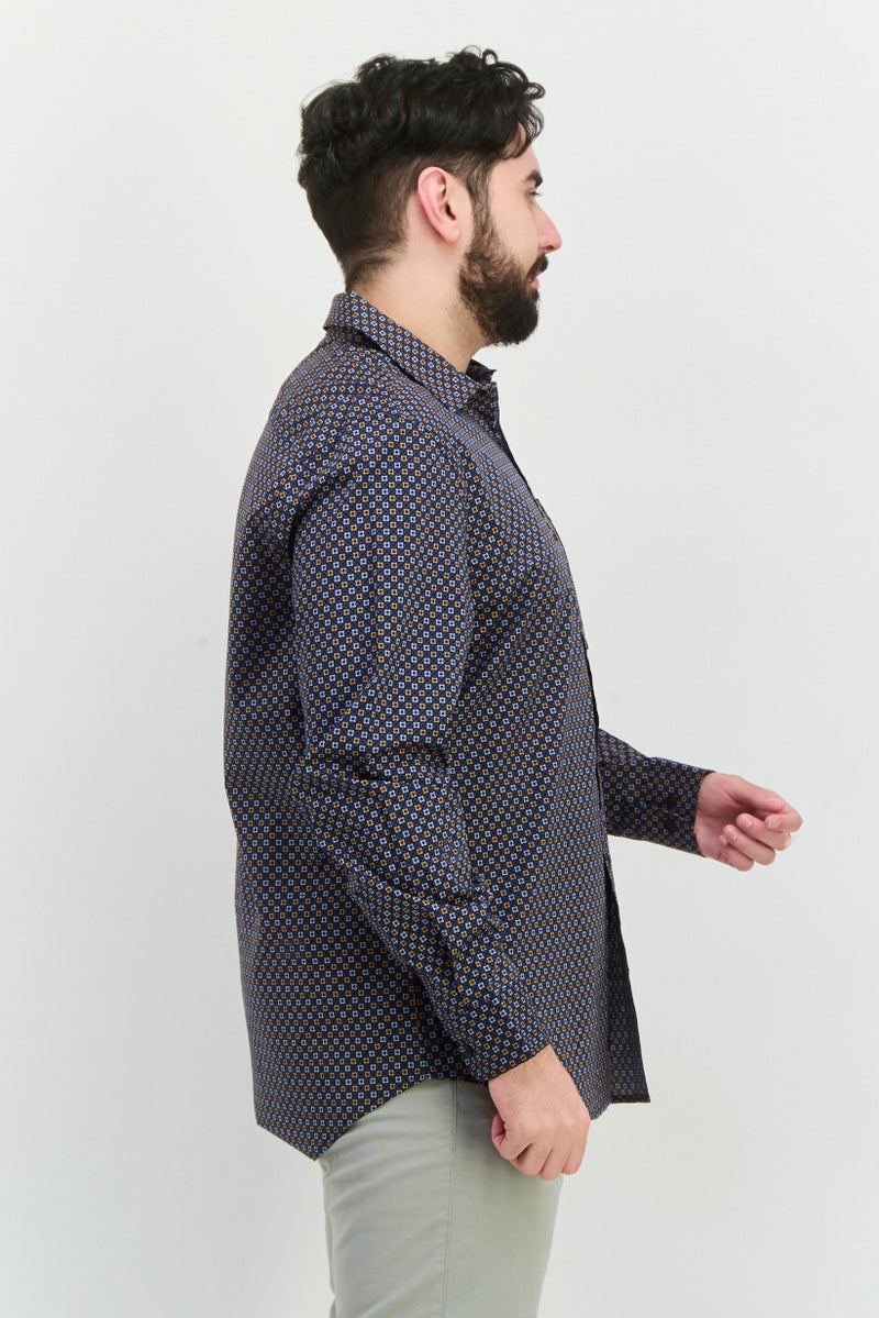 PERRY ELLIS قميص رجالي بأكمام طويلة وقصة مريحة بطباعة متعددة الألوان - Image 2