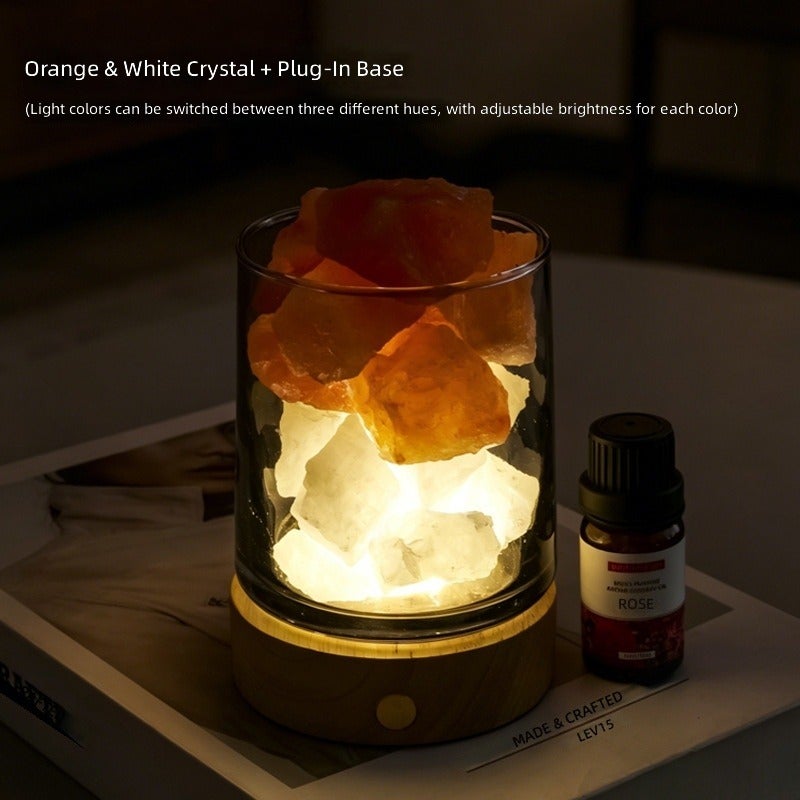 Natural Crystal Aroma Diffuser Night Light - Raw Stone Scented Lamp for Bedroom, Home Decor, Essential Oil Diffuser
