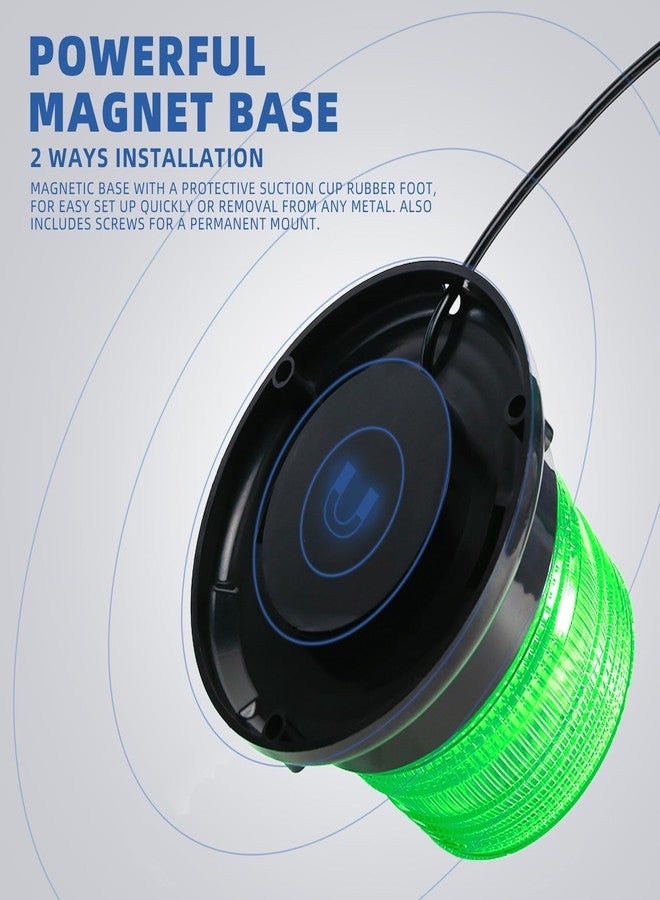 أضواء تحذيرية LED خضراء من PKINGLAKE، تعمل بجهد 12-24 فولت، وامضة، مناسبة لحالات الطوارئ على الطرق، مزودة بقاعدة مغناطيسية، مناسبة لشاحنات كاسحات الثلج، ومركبات البناء، والرافعات الشوكية، والجرارات، وعربات الجولف. قطعة واحدة - Image 3