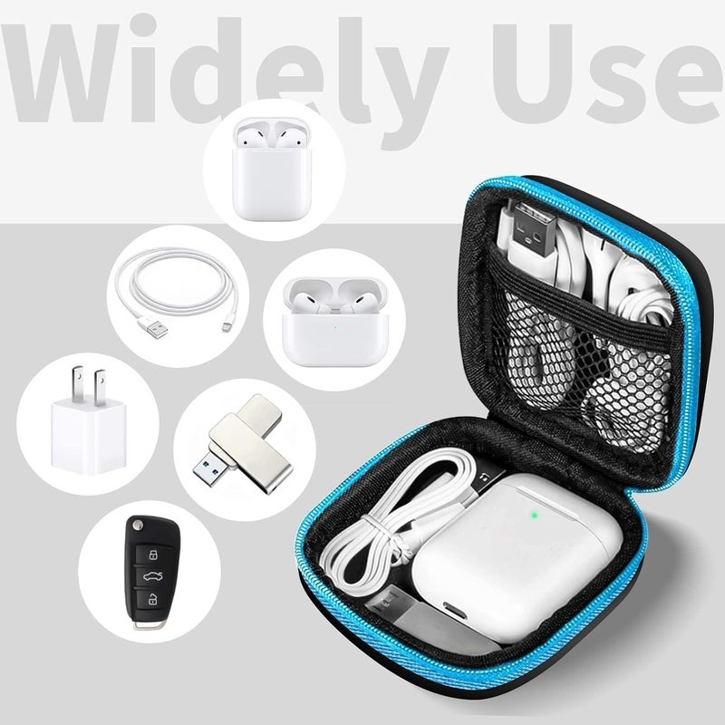 MOLOVA Earbud Case Portable EVA Carrying Case Storage Bag Cell Phone Accessories Organizer with Carabiner for Wired/Wireless Headphones, SD Memory Card, Camera Chips(Square, 5 Pack) - Image 3