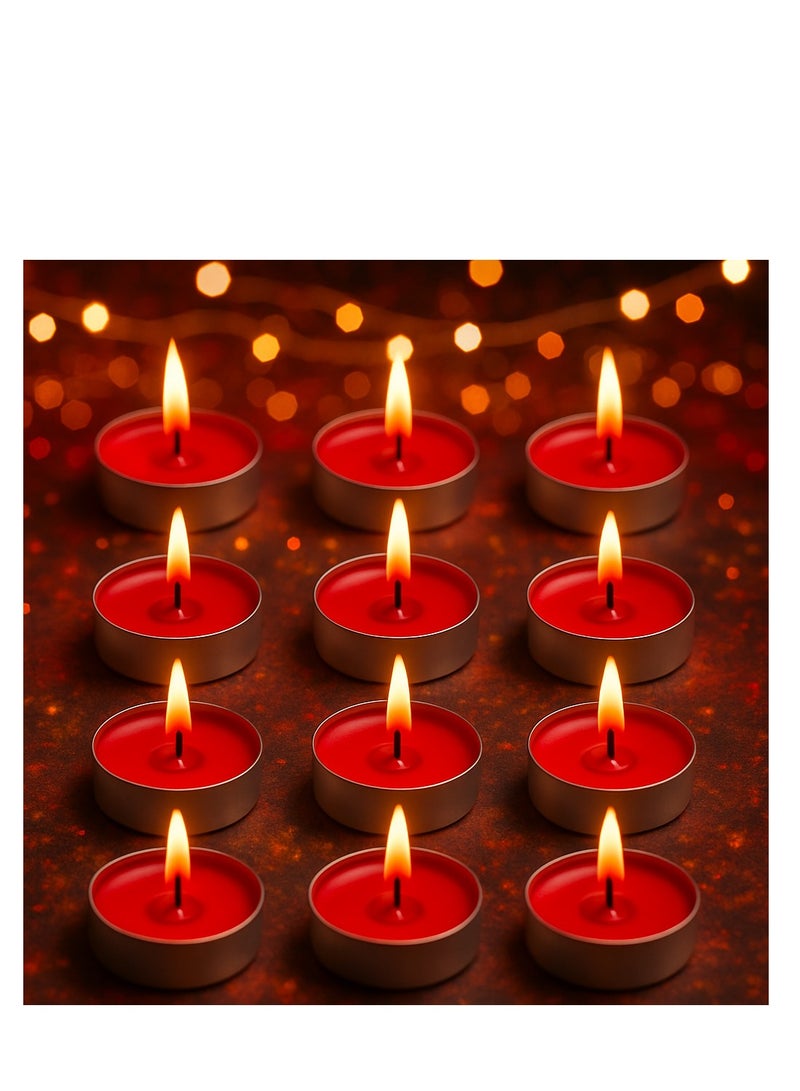 Lavish Tea Candles 50 PCS Unscented Smokeless Red Tealight Candles with Cotton Wick | 2-Hour Burn Time | For Ramadan, Eid, Diwali, Puja, Wedding, Christmas & Shabbat - Image 5