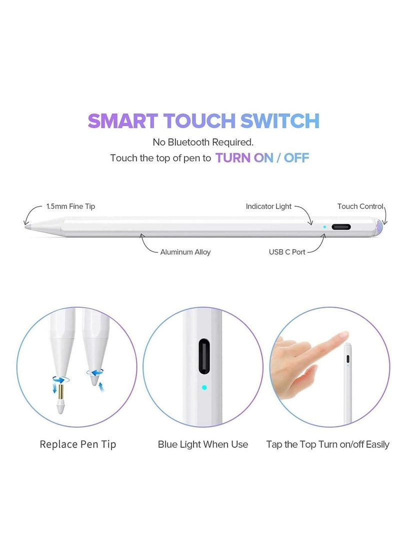 Stylus Pen for Apple iPad, iPad Pencil, Ultra High Precision  Sensitivity, Palm Rejection, Prevents False ON/Off Touch, Power Display Tilt Sensitivity, Magnetic Adsorption (2018-2020) - Image 2