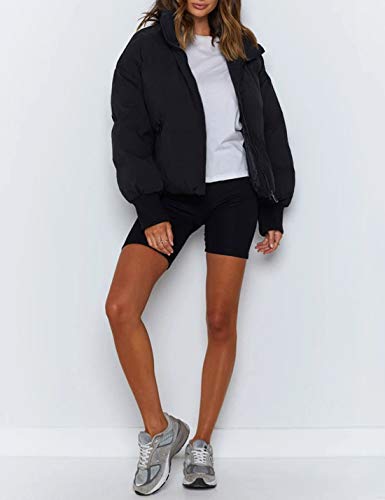 UANEO Puffer Jacket Womens Oversized Cropped Puffy Quilted Winter Jackets Coat (Black-S) - Image 5