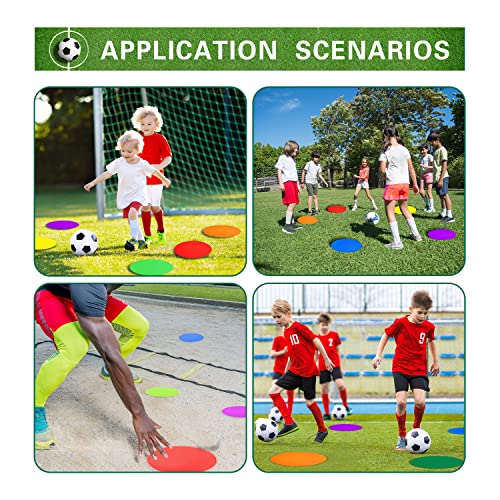 PIKZH Poly Spot Markers 9.1 inch 9 Pcs Non-Slip Rubber Agility Training Markers Floor Dots Flat Field Cones for Football, Soccer Ball, School Exercise Drills, Gym Dance Practice 9 Colors TPE - Image 5