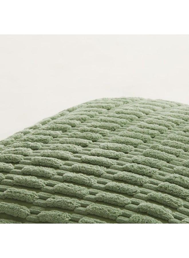 ريد ليف عبوتان من أغطية الوسائد الزخرفية باللون الأخضر الزيتوني مقاس 18×18 بوصة لغرفة المعيشة والأريكة والسرير، غطاء وسادة مربع من المخمل المخطط الناعم مقاس 45×45 سم، ديكور منزلي ريفي بوهيمي - Image 5