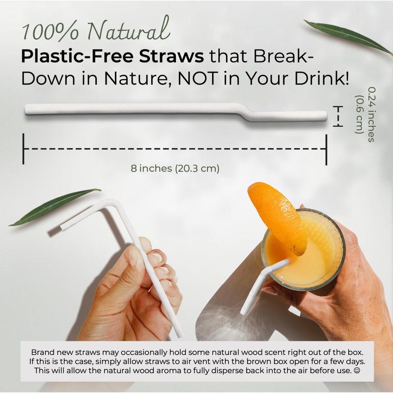 EcoPreps Flexible Biodegradable Bamboo Fiber Straws, 120 Count | 100% Compostable, Plastic-Free, Eco-Friendly Drinking Straws for Cold Drinks | 7.8'' Bendable, Disposable Bamboo Fiber Straw (120 PCS) - Image 3