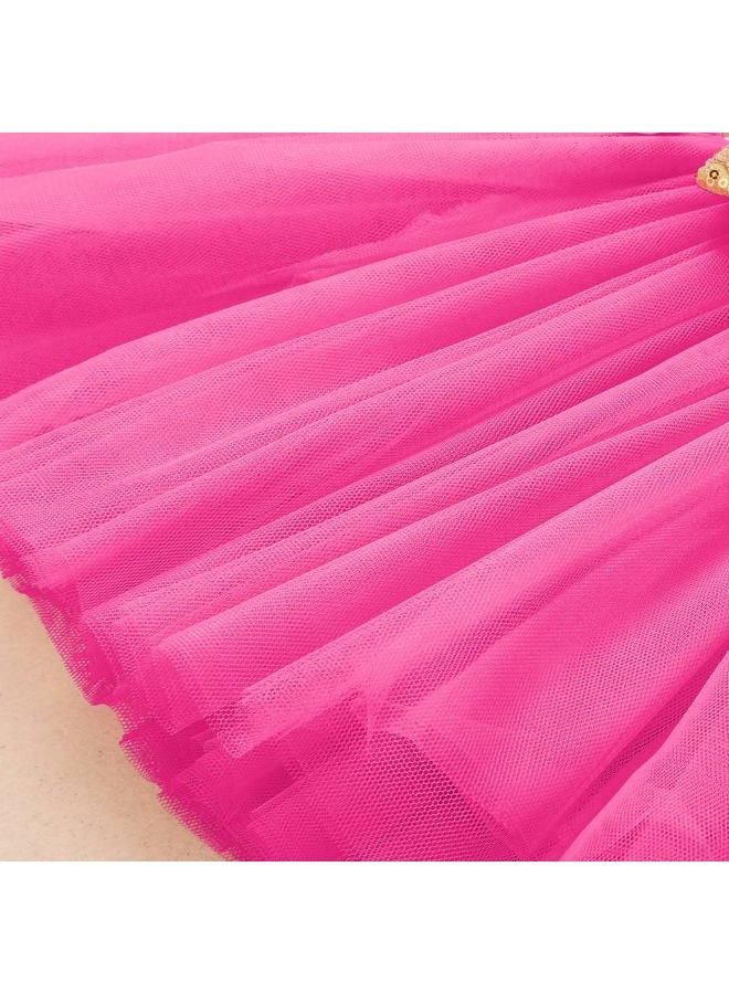 ODASDO Baby Girls Toddler Kids 1st 2nd 3rd Birthday Party Dress with Sequins Bowknot Headband 2pcs Cake Smash Outfit, Hot Pink Balloon - My 3rd Birthday, 3T - Image 5