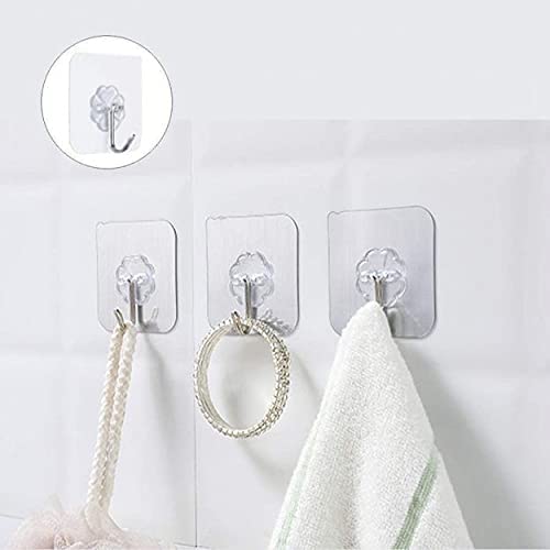HEER Self Adhesive Wall Hooks Hanging Hooks for Wall Transparent Adhesive Hooks for Kitchen ABS Plastic Hook Towel Hanger Pack of 12 - Image 4