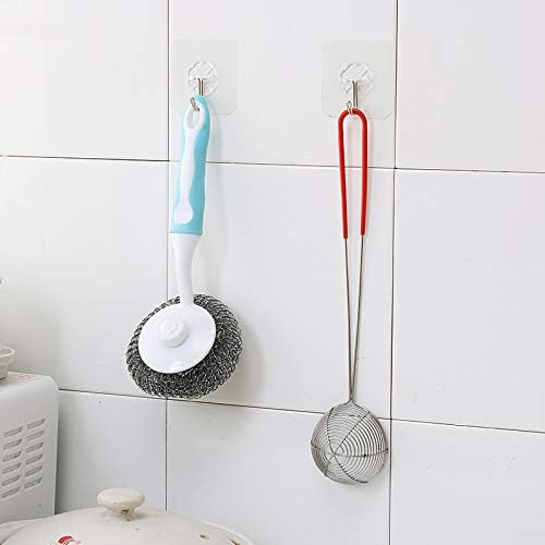 HEER Self Adhesive Wall Hooks Hanging Hooks for Wall Transparent Adhesive Hooks for Kitchen ABS Plastic Hook Towel Hanger Pack of 12 - Image 5