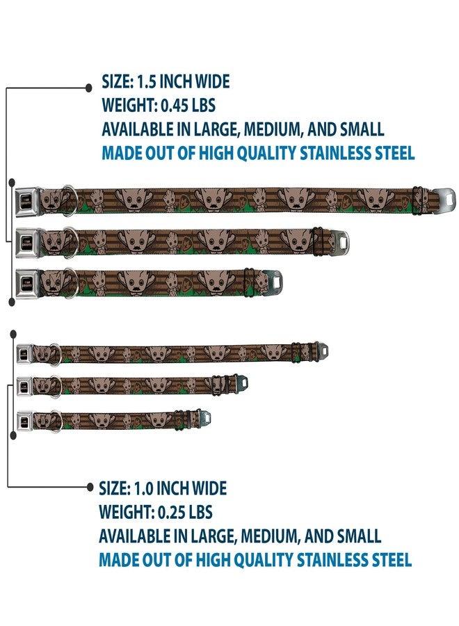 Buckle Down Dog Collar Seatbelt Buckle Kawaii Groot 2 Poses Guardians Badge Browns Green 13 to 18 Inches 1.5 Inch Wide - Image 3
