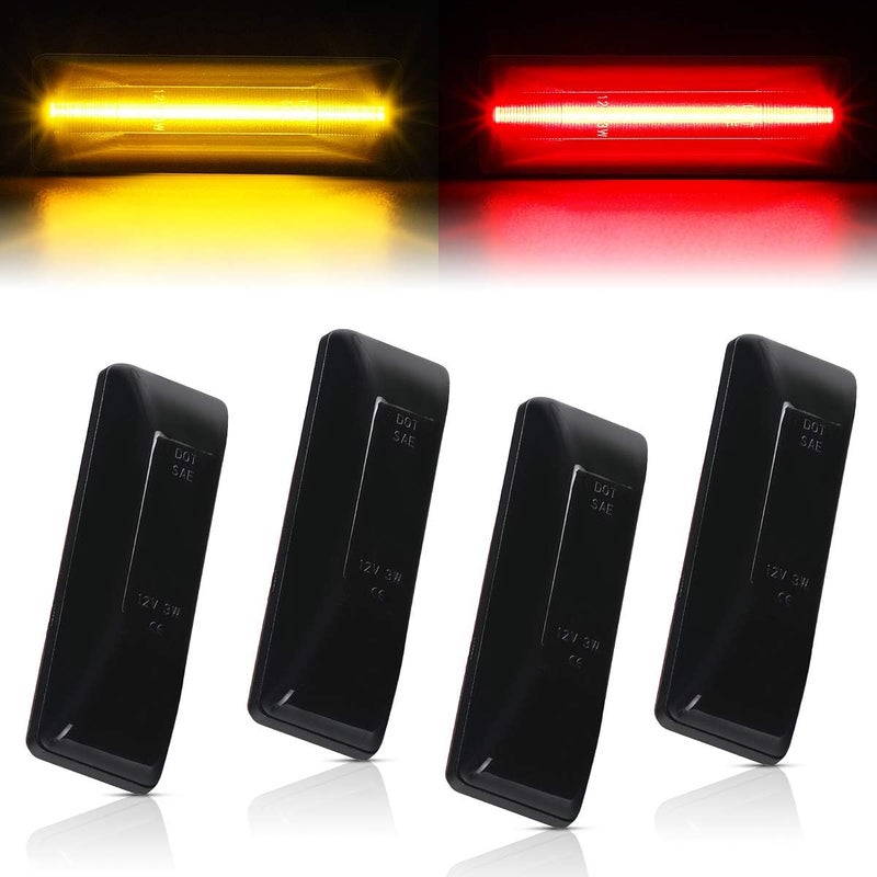 GemPro 4Pcs Amber/Red Dually Bed Fender LED Side Marker Lights for 1994-2002 Dodge Ram 2500 3500 - Image 1