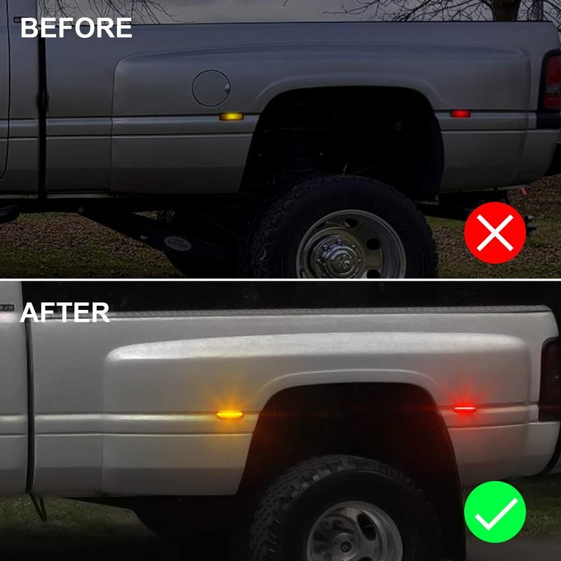 GemPro 4Pcs Amber/Red Dually Bed Fender LED Side Marker Lights for 1994-2002 Dodge Ram 2500 3500 - Image 4