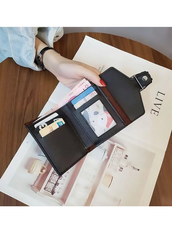 Women's Crocodile Pattern Short Wallet Black Small Leather Coin Purse with Vintage Metal Buckle Compact Trifold Card Holder for Cash  Cards and Coins Stylish Minimalist Design for Daily Use Shopping Dating Travel, Slim and Portable Fashion Accessory for Ladies, Ideal Gift for Her - Image 2