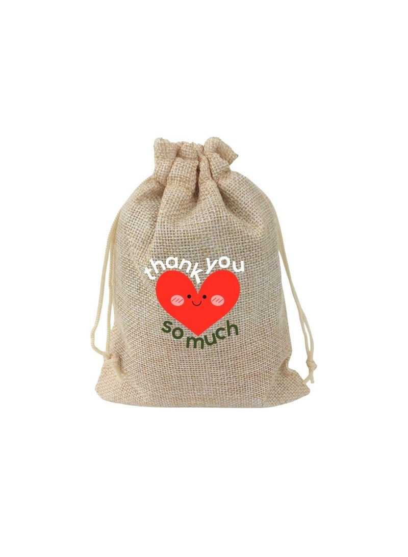 PRINTSHOP4ME Set Of 12 Bags Thank You Burlap Gift Bags–Jute Drawstring Bags For Party Favors,Weddings And Special Occasions–Eco-Friendly,Reusable Burlap Bag  - Image 1
