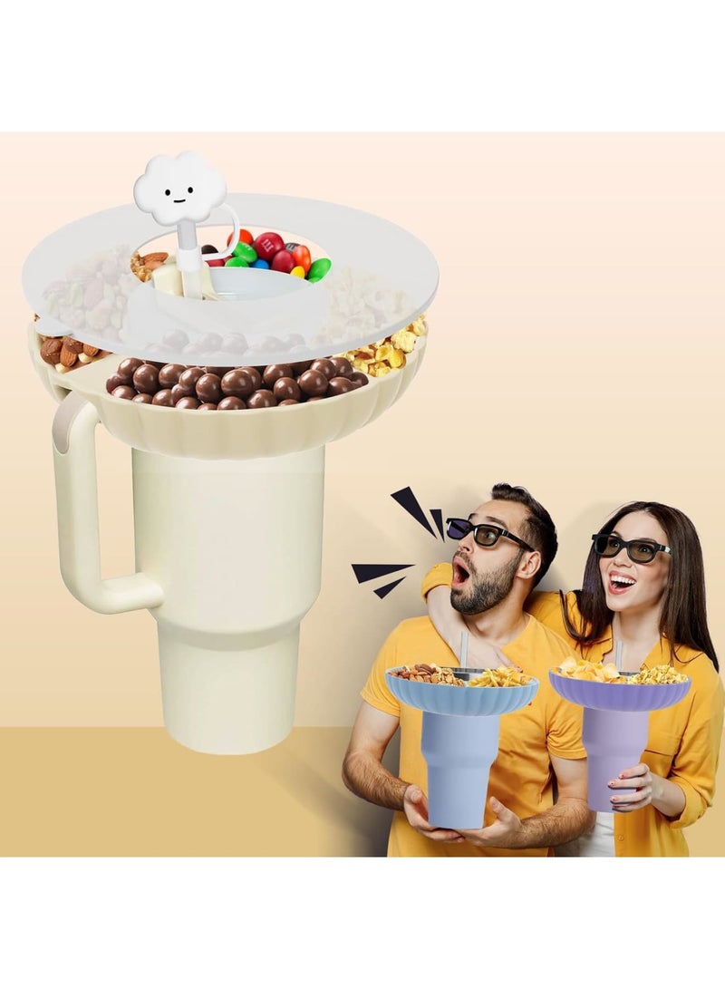 SOLARAE Stanley Accessories - Snack Tray with Lid for Quencher H1.0/2.0 40oz Stanley Cup - Food-Grade Silicone Snack Bowl for 40 oz Stanley Tumbler - Pink - Image 5